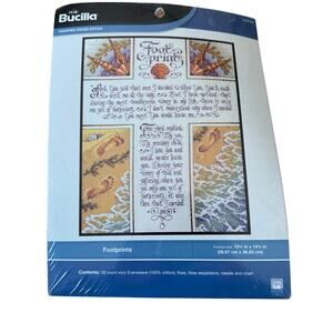 Bucilla Footprints Counted Cross Stitch Kit WM42760 10.5x14.5 Christian Poem NEW